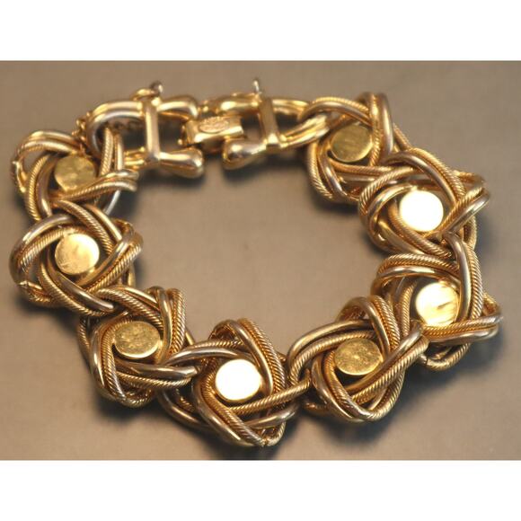 Vintage Kramer New York Dome Knot Bracelet Gold Balls - Picture 5 of 5
